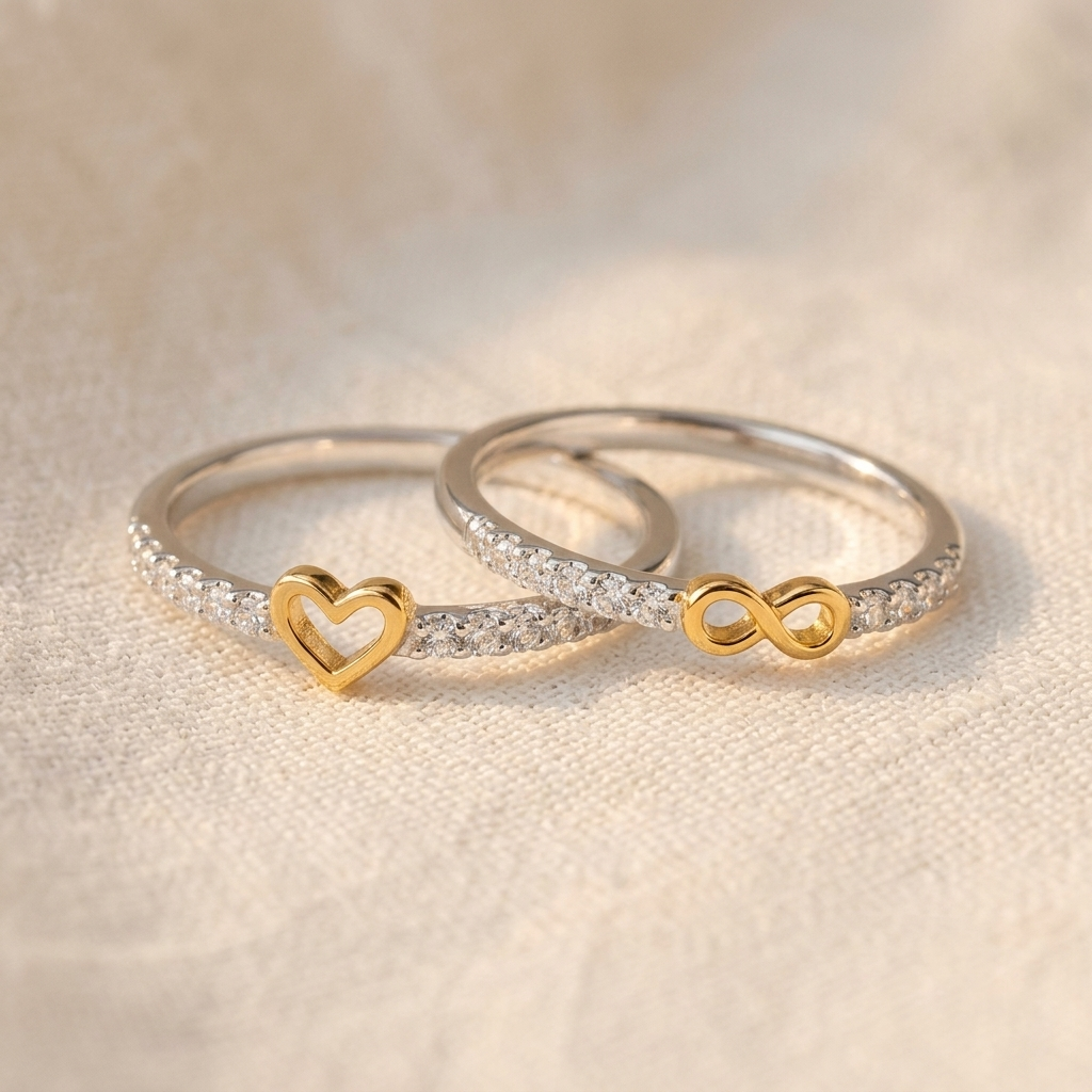 Infinity Heart Ring Set - S925 sterling silver jewelry - Kynd Co.