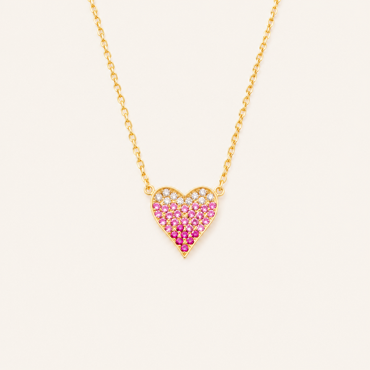 Falling Deeper Every Year — Pink Ombré Heart Necklace for Wife