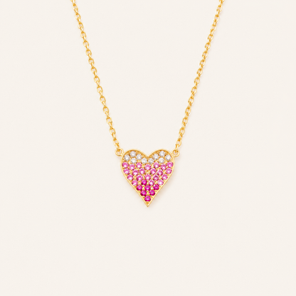 Falling Deeper Every Year — Pink Ombré Heart Necklace for Wife