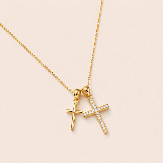 Double Cross Necklace - gold cross pendant necklace - Kynd Co.