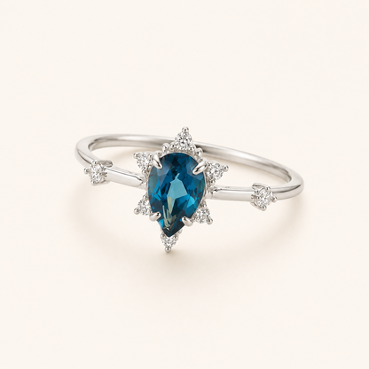 Blue Teardrop Ring - sterling silver gemstone ring - Kynd Co.