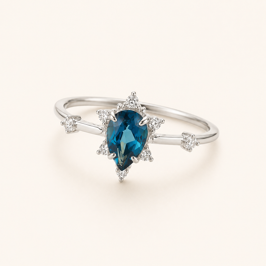 The Blue Teardrop Ring — For the Woman Who Shines in the Dark