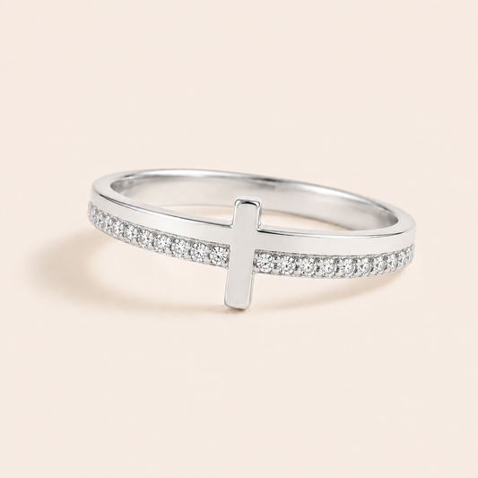 Double Band Cross Ring - S925 sterling silver jewelry - Kynd Co.
