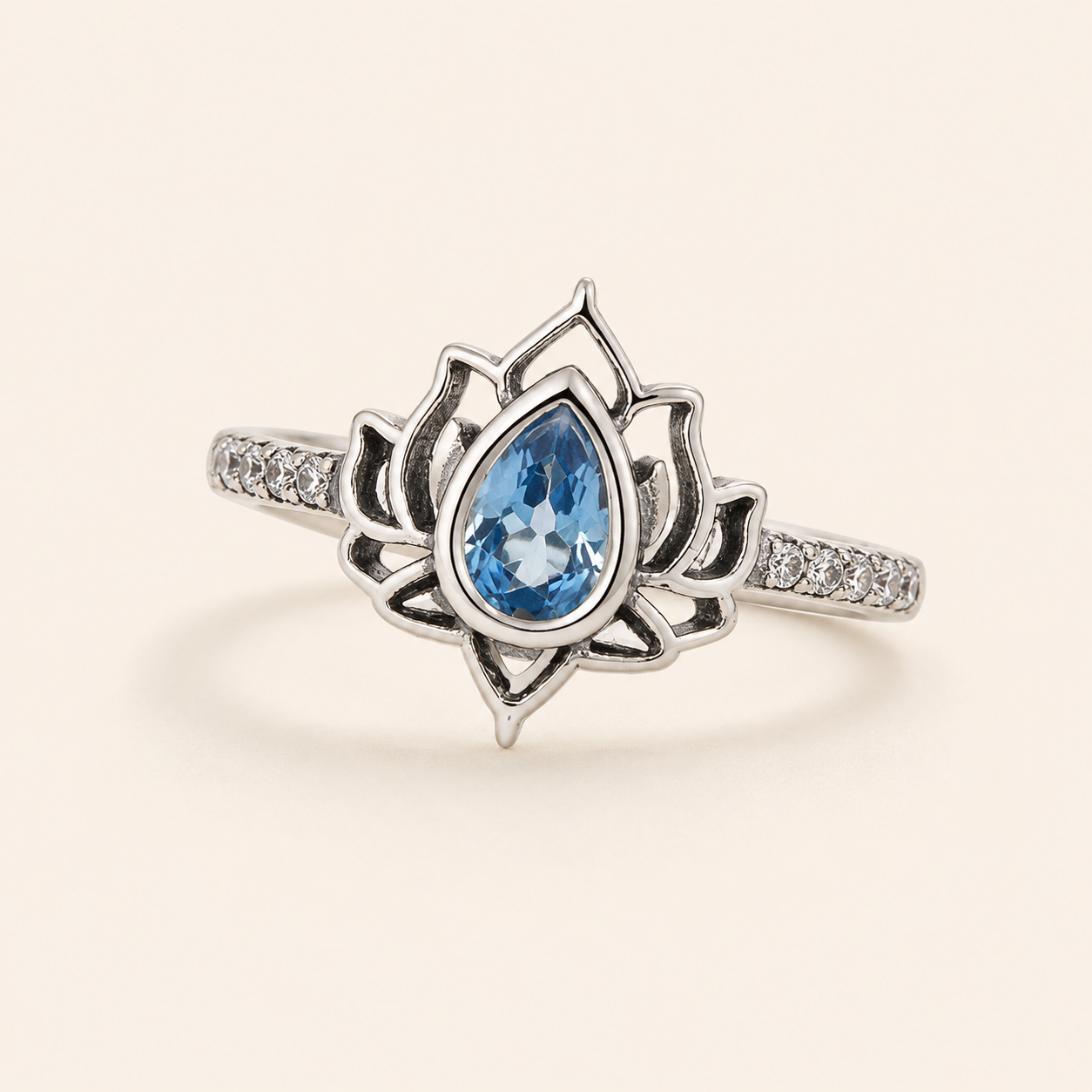 Blue Lotus Ring - sterling silver gemstone ring - Kynd Co.