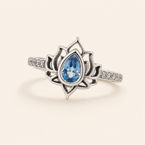 Blue Lotus Ring - sterling silver gemstone ring - Kynd Co.