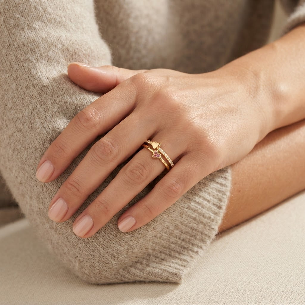 Two Hearts, One Ring — Double Heart Ring for Mom