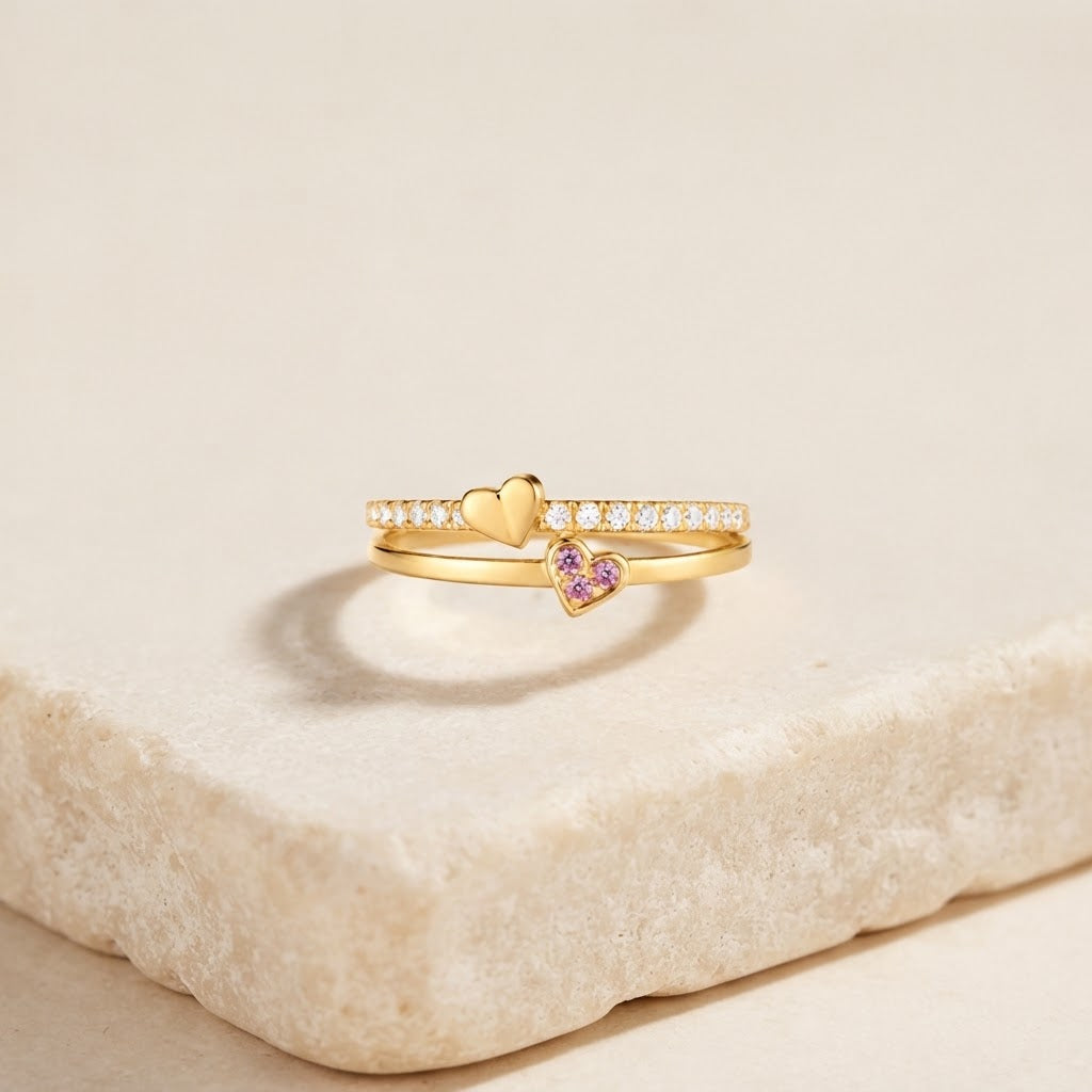 Two Hearts, One Ring — Double Heart Ring for Mom