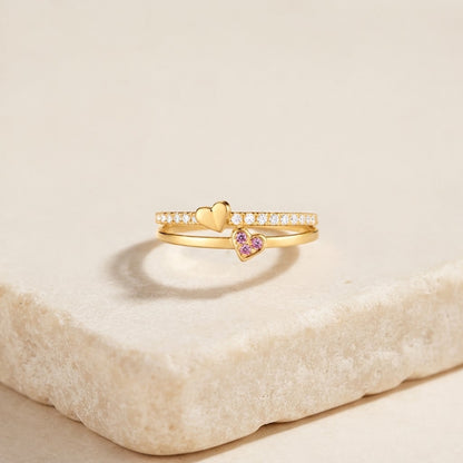 Two Hearts, One Ring — Double Heart Ring for Mom