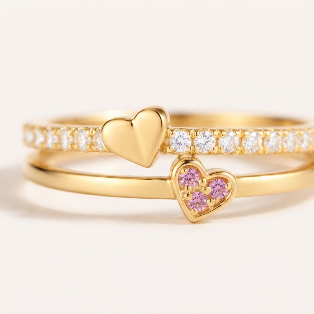 Two Hearts, One Ring — Double Heart Ring for Mom