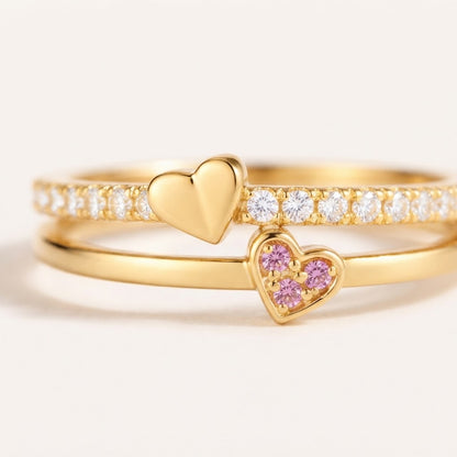 Two Hearts, One Ring — Double Heart Ring for Mom