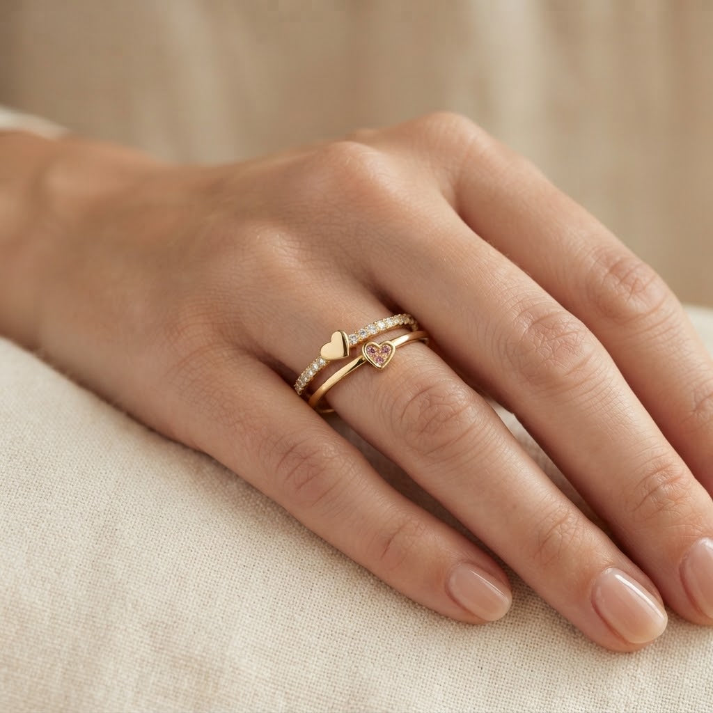 Two Hearts, One Ring — Double Heart Ring for Mom