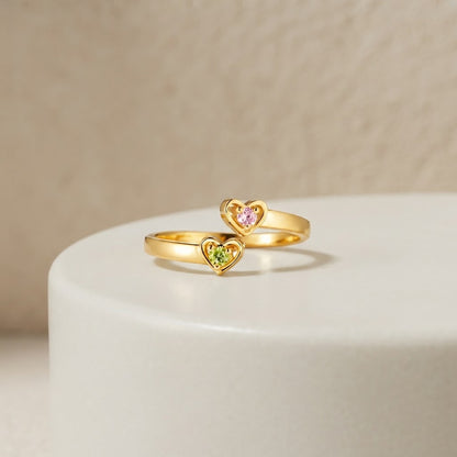 Grandma's Heart, My Heart — Heart Birthstone Ring for Grandma and Granddaughter