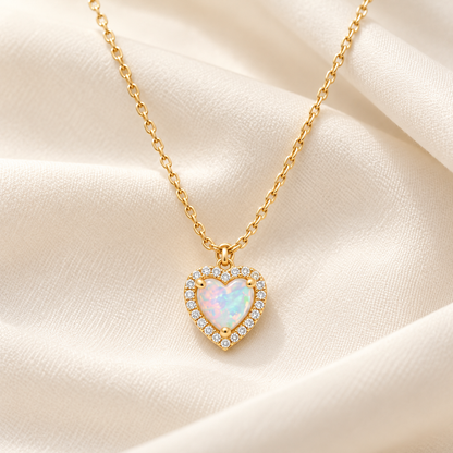 Grandma's Little Light — Opal Heart Necklace for Granddaughter