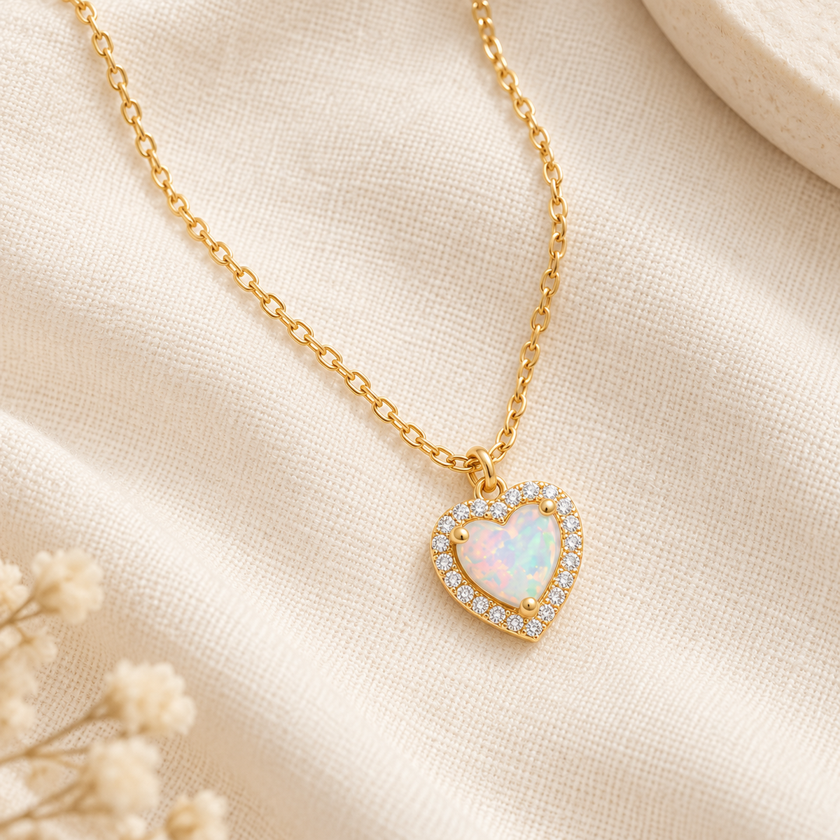 Grandma's Little Light — Opal Heart Necklace for Granddaughter
