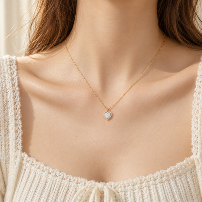 Grandma's Little Light — Opal Heart Necklace for Granddaughter