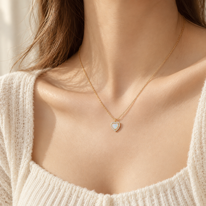 Grandma's Little Light — Opal Heart Necklace for Granddaughter