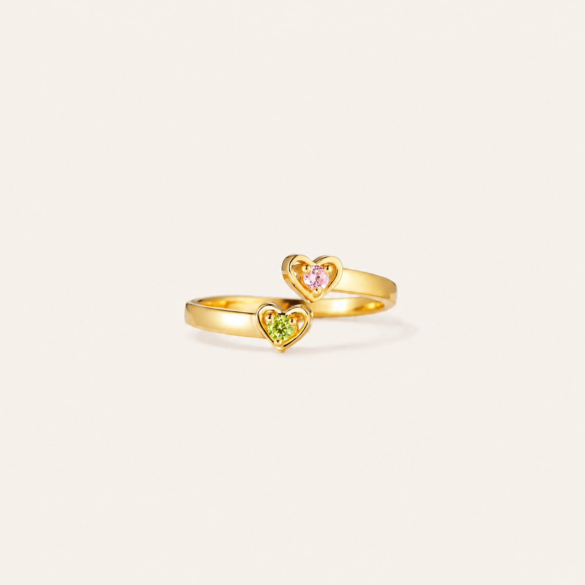 Grandma's Heart, My Heart — Heart Birthstone Ring for Grandma and Granddaughter