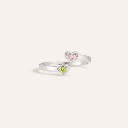 Grandma's Heart, My Heart — Heart Birthstone Ring for Grandma and Granddaughter