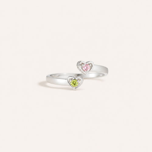 Grandma's Heart, My Heart — Heart Birthstone Ring for Grandma and Granddaughter
