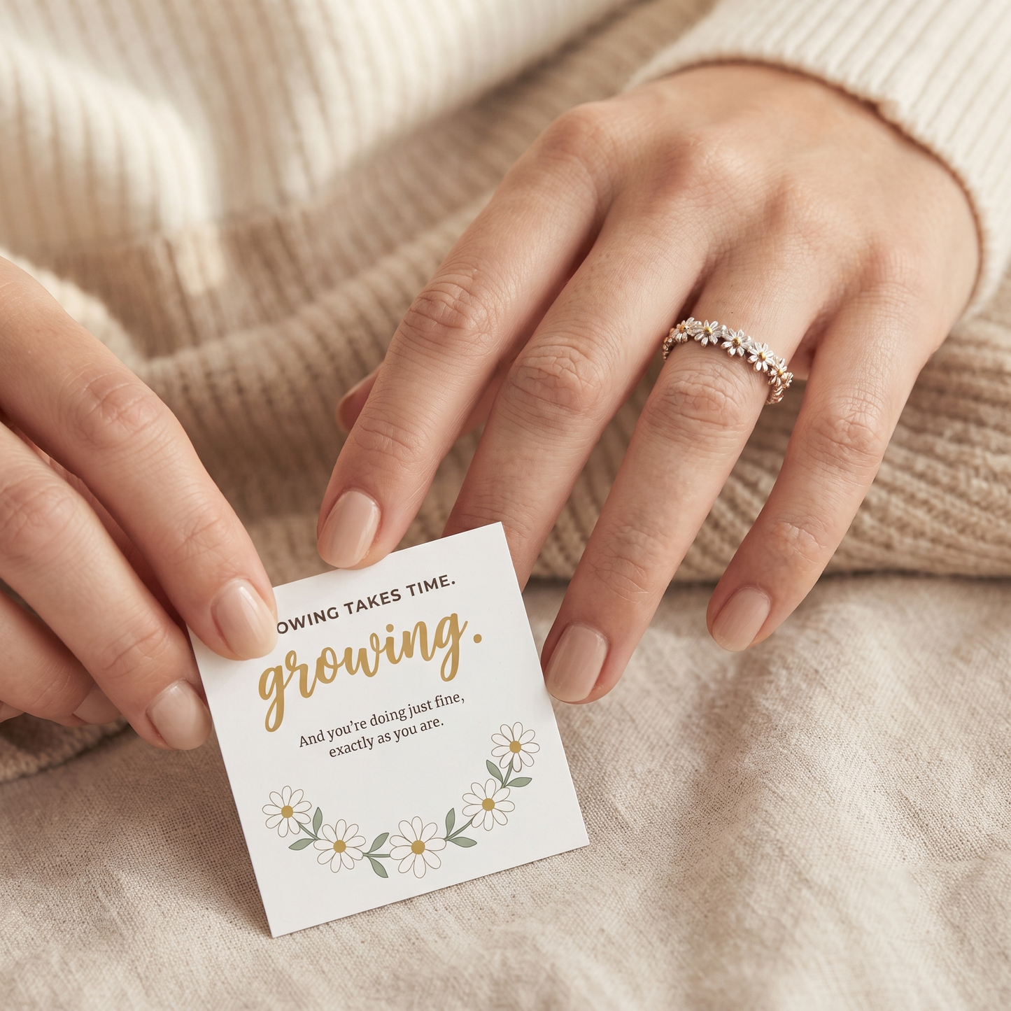 Wildflower Ring worn on hand - Kynd Co.
