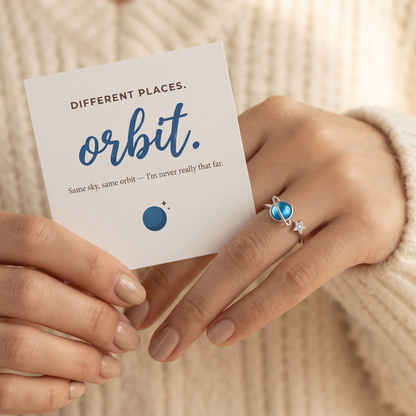 Blue Planet Ring worn on hand - Kynd Co.