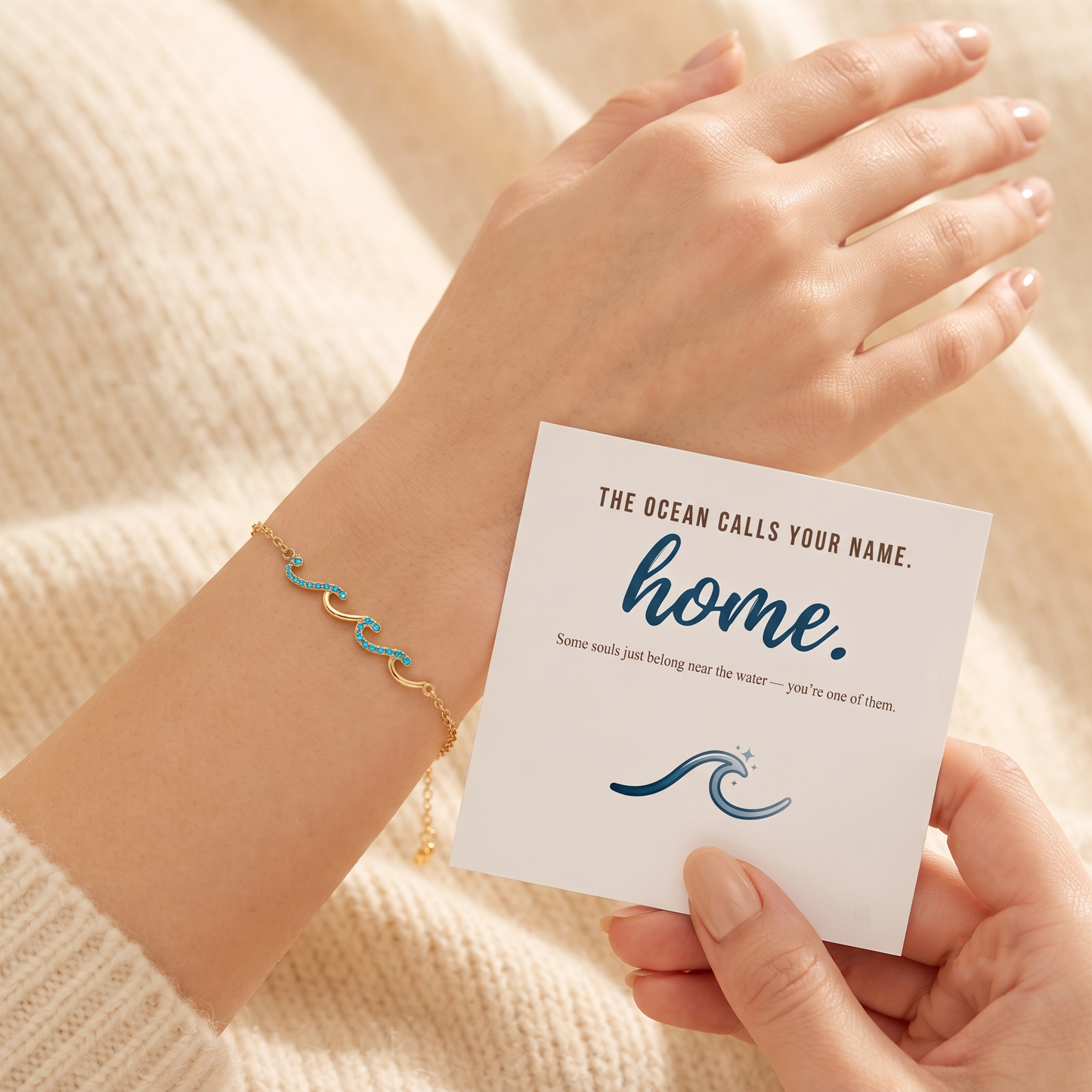 Wave Bracelet shown on wrist - Kynd Co.