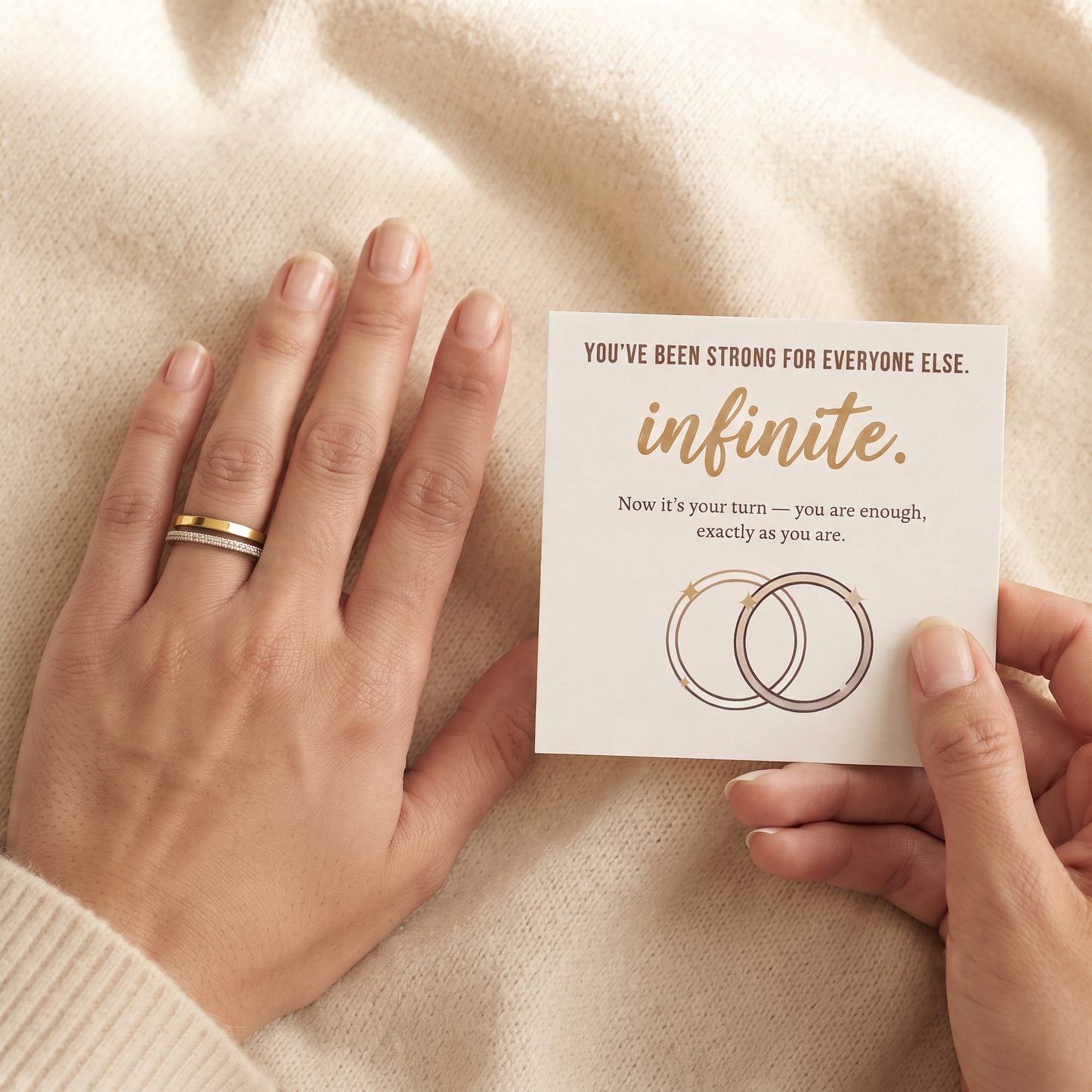 Double Eternity Ring worn on hand - Kynd Co.
