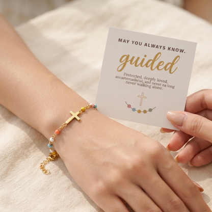 Cross Bracelet shown on wrist - Kynd Co.