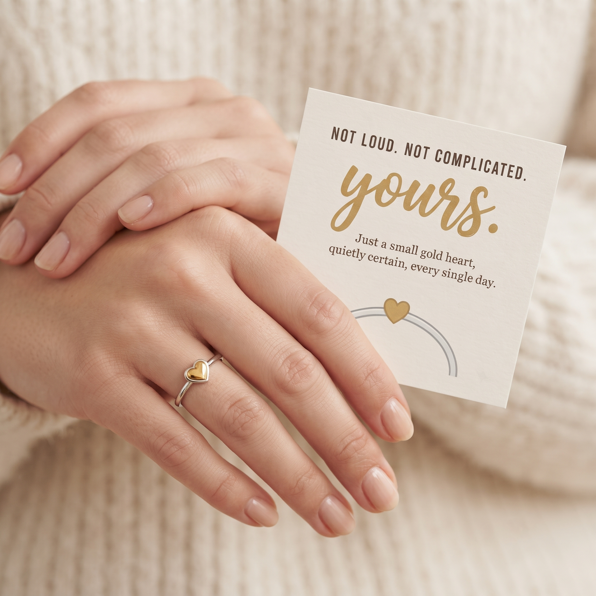Golden Heart Ring worn on hand - Kynd Co.