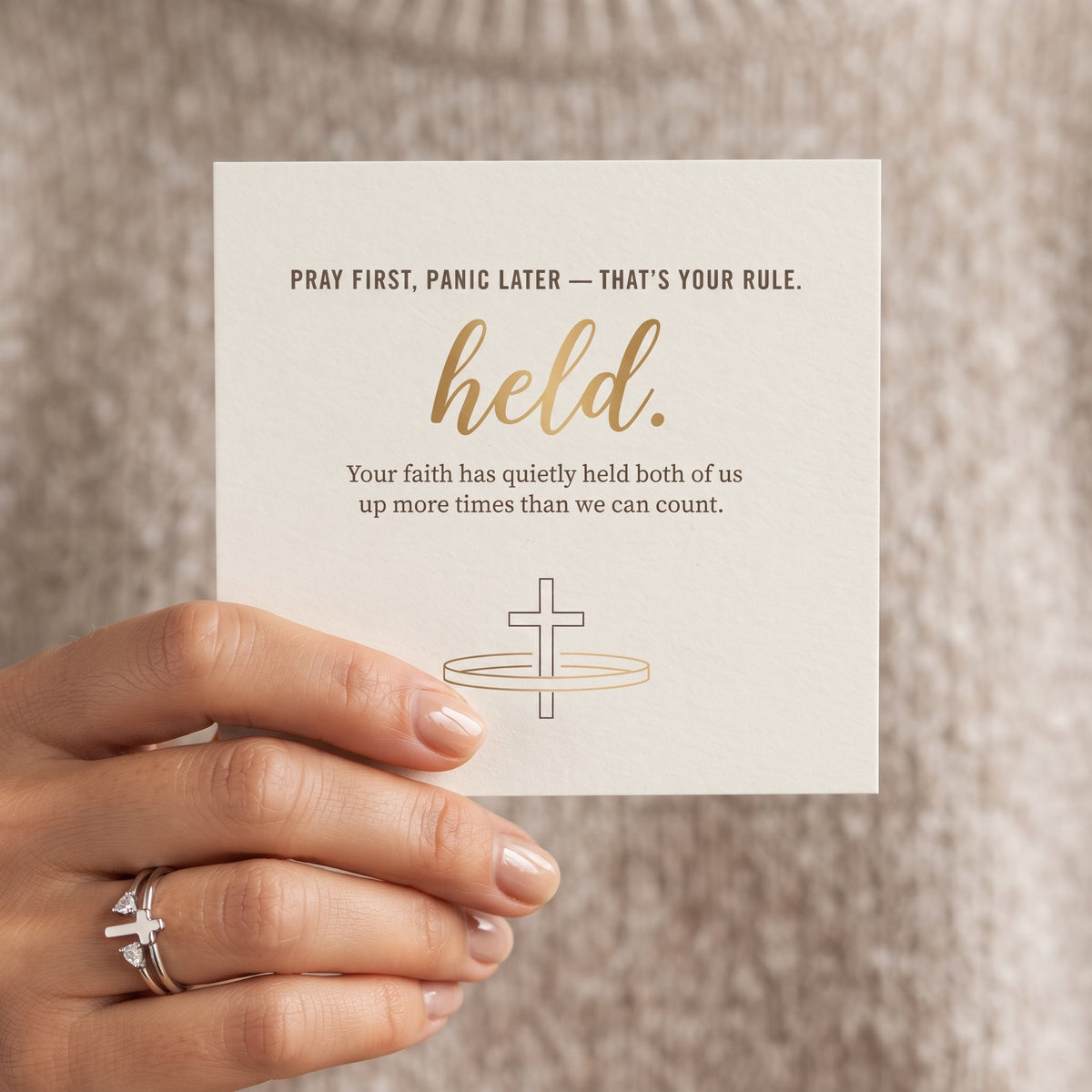 Faith Over Fear — Cross Ring for Sister