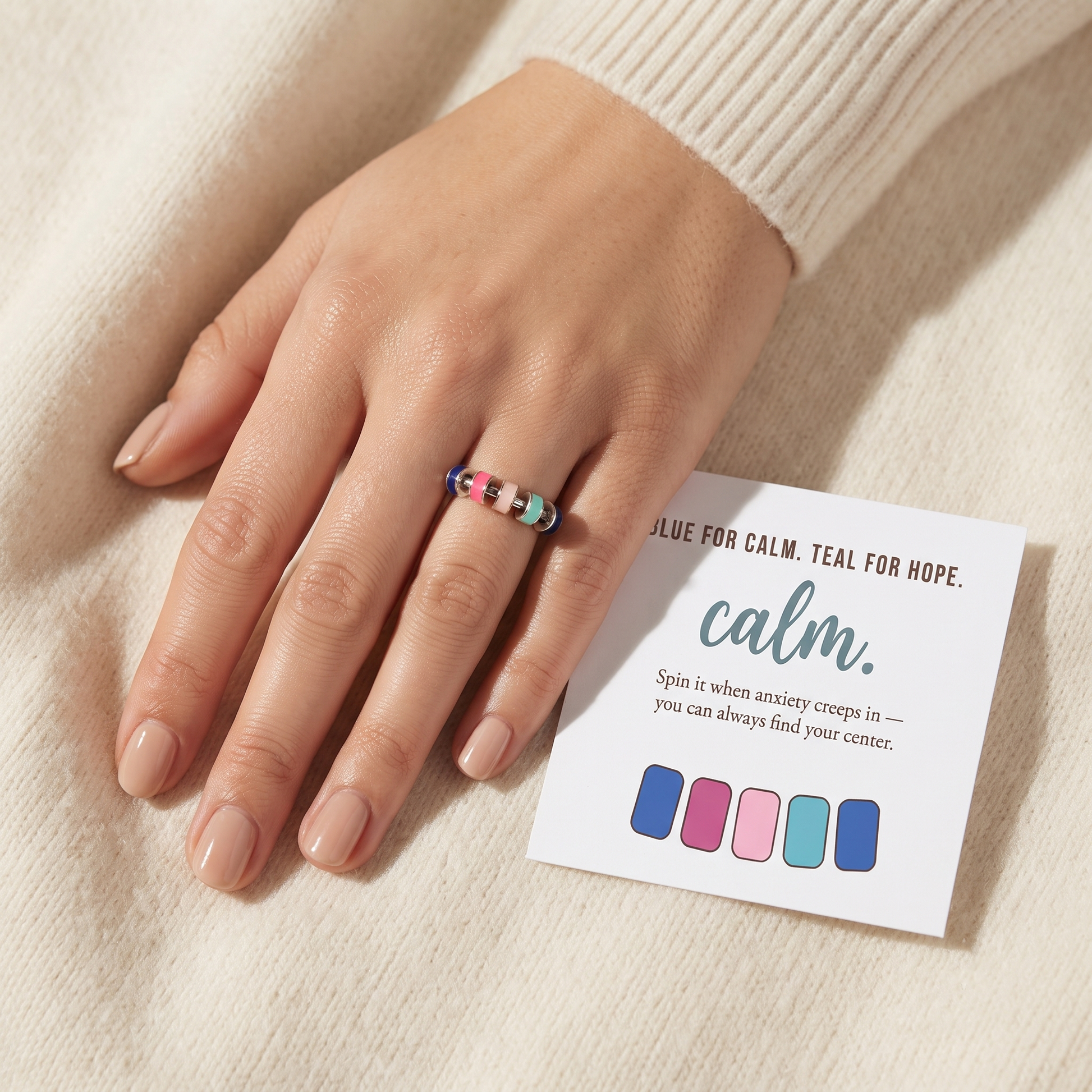 Enamel Spinner Ring worn on hand - Kynd Co.