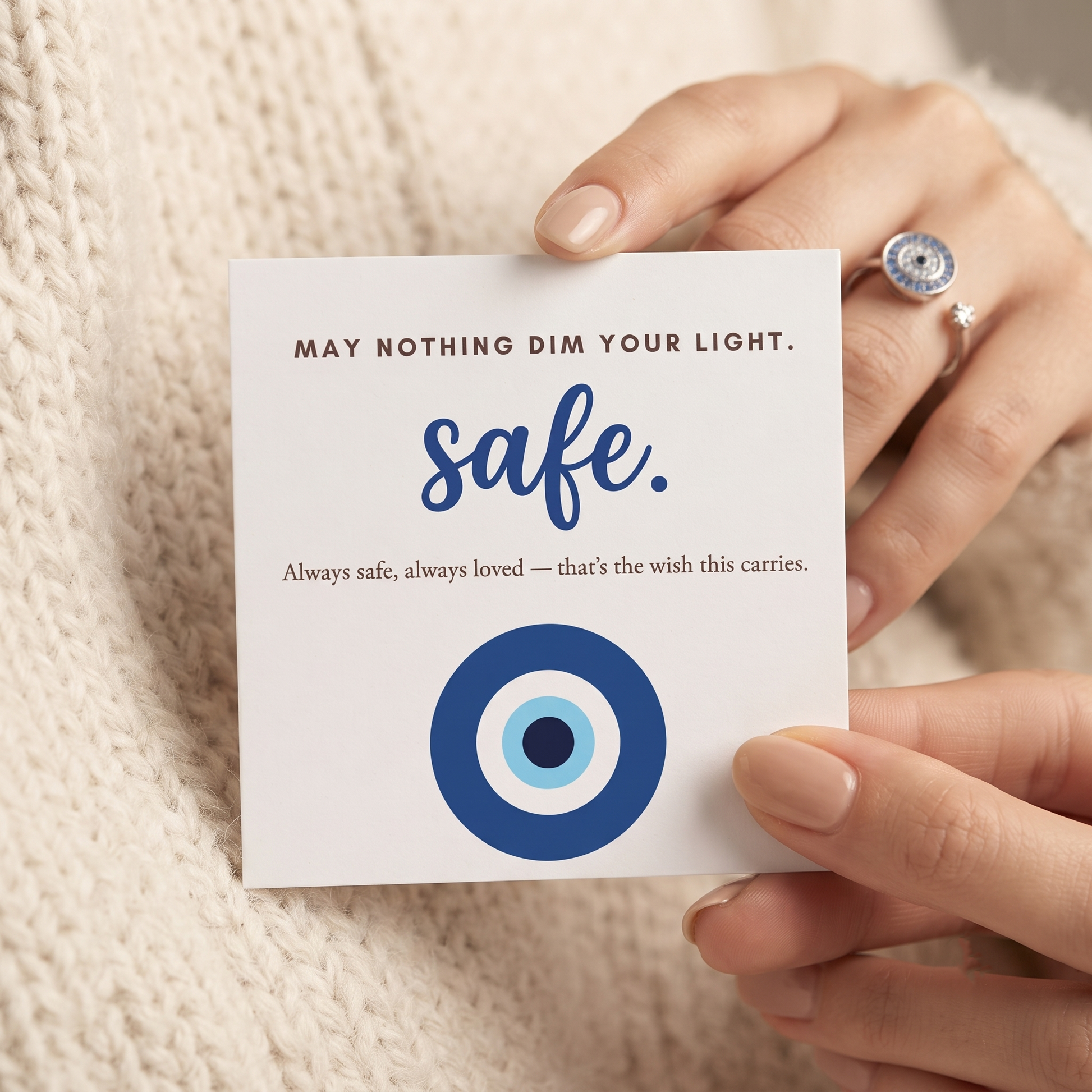 Evil Eye Ring worn on hand - Kynd Co.