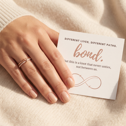 Infinity Knot Ring worn on hand - Kynd Co.