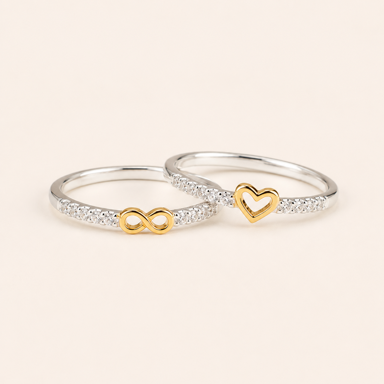 Infinity Heart Ring Set - S925 sterling silver jewelry - Kynd Co.