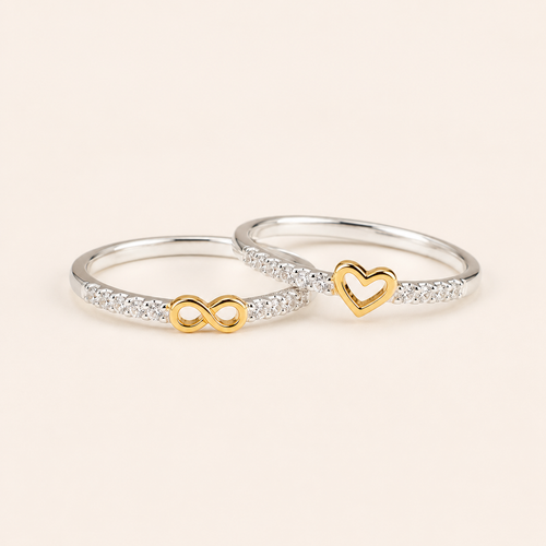 Infinity Heart Ring Set - S925 sterling silver jewelry - Kynd Co.