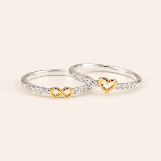 Infinity Heart Ring Set - S925 sterling silver jewelry - Kynd Co.