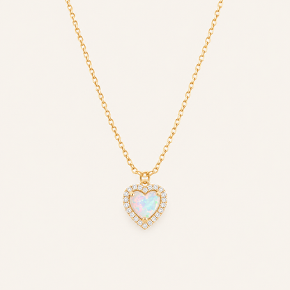 Grandma's Little Light — Opal Heart Necklace for Granddaughter