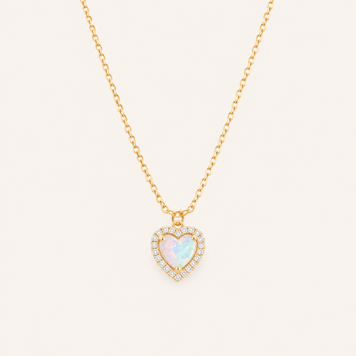 You Make Ordinary Days Glow — Opal Heart Necklace for Partner