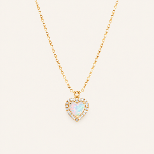 You Make Ordinary Days Glow — Opal Heart Necklace for Partner