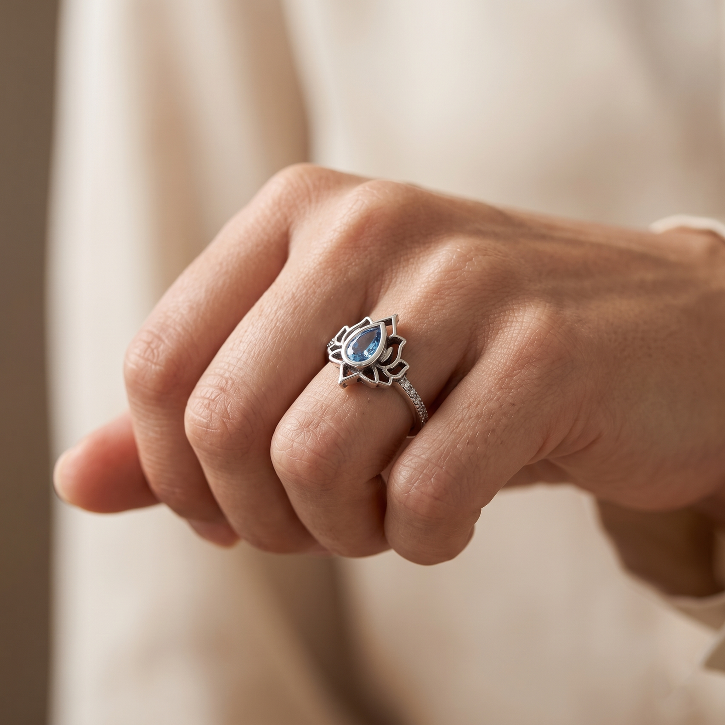 Blue Lotus Ring - sterling silver gemstone ring - Kynd Co.