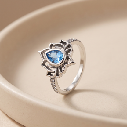 Blue Lotus Ring - sterling silver gemstone ring - Kynd Co.
