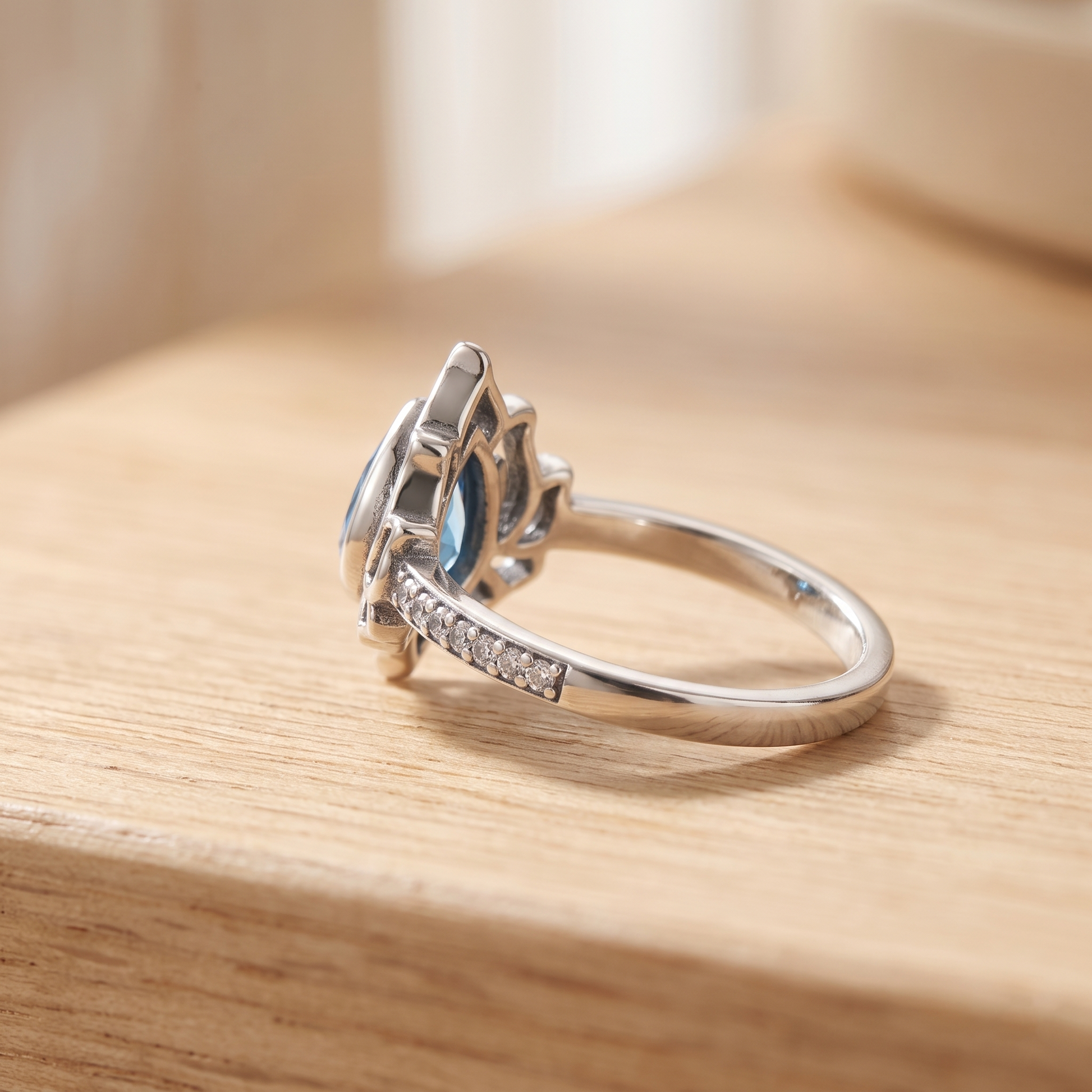 Blue Lotus Ring - sterling silver gemstone ring - Kynd Co.