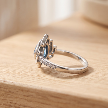 Blue Lotus Ring - sterling silver gemstone ring - Kynd Co.