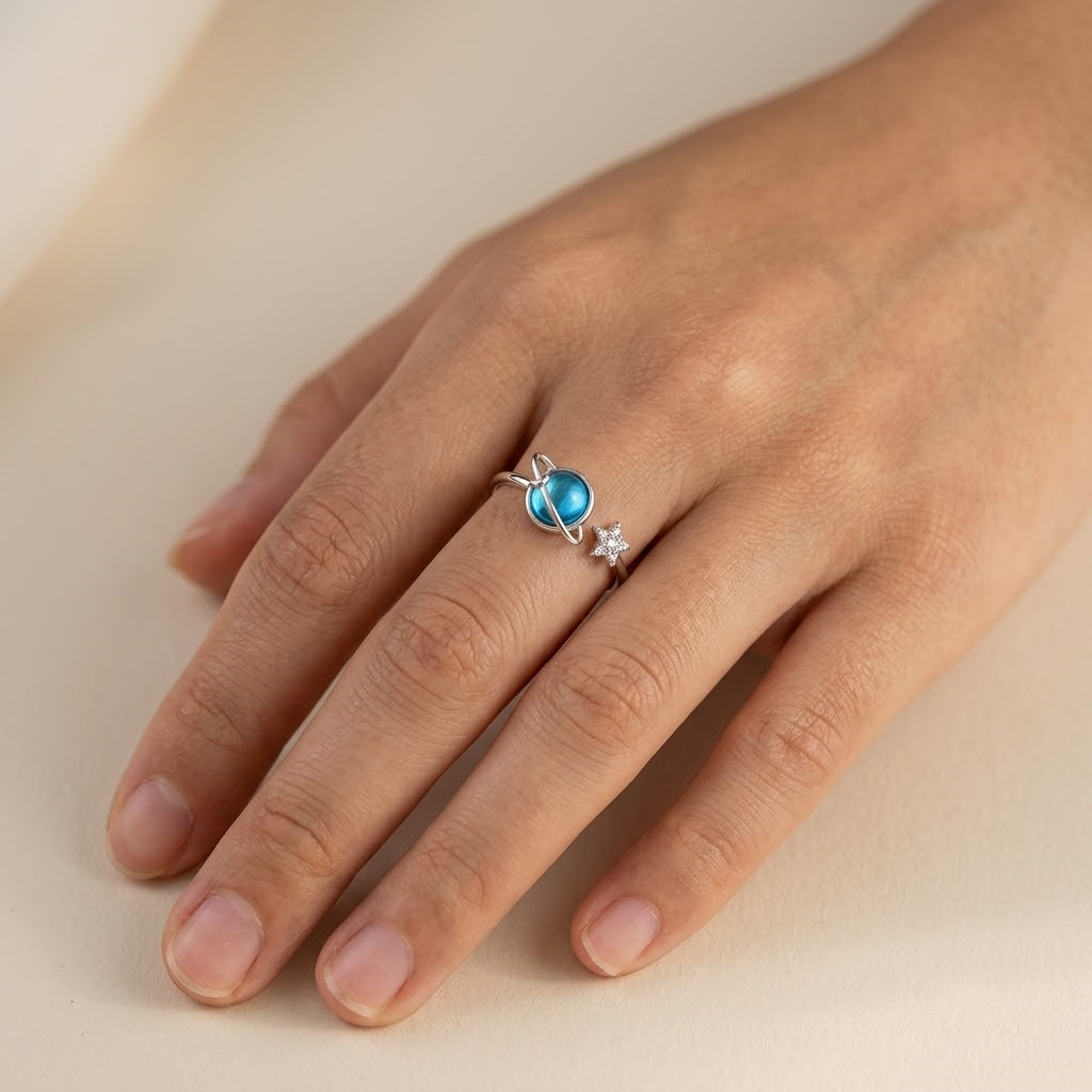 Blue Planet Ring - sterling silver gemstone ring - Kynd Co.