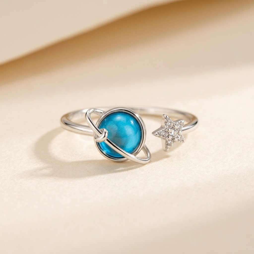 Blue Planet Ring - sterling silver gemstone ring - Kynd Co.