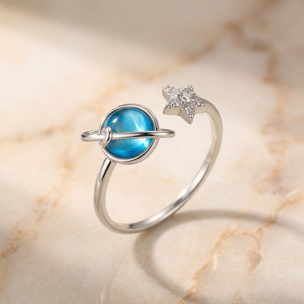 Blue Planet Ring - sterling silver gemstone ring - Kynd Co.