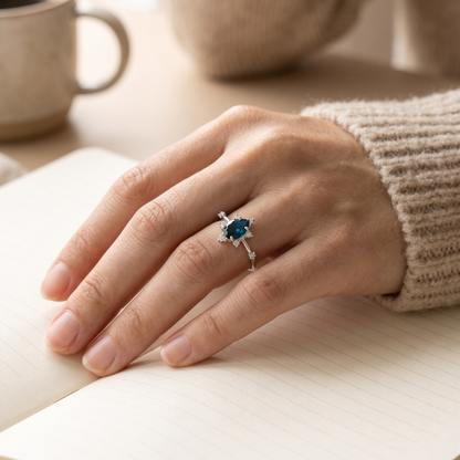 Blue Teardrop Ring - sterling silver gemstone ring - Kynd Co.