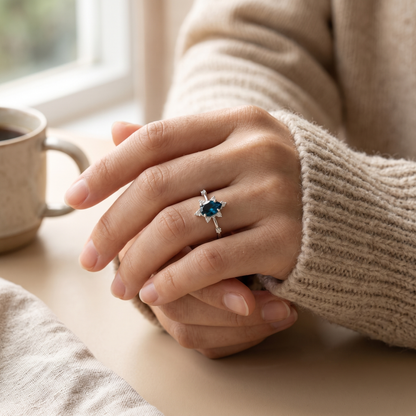 Blue Teardrop Ring - sterling silver gemstone ring - Kynd Co.