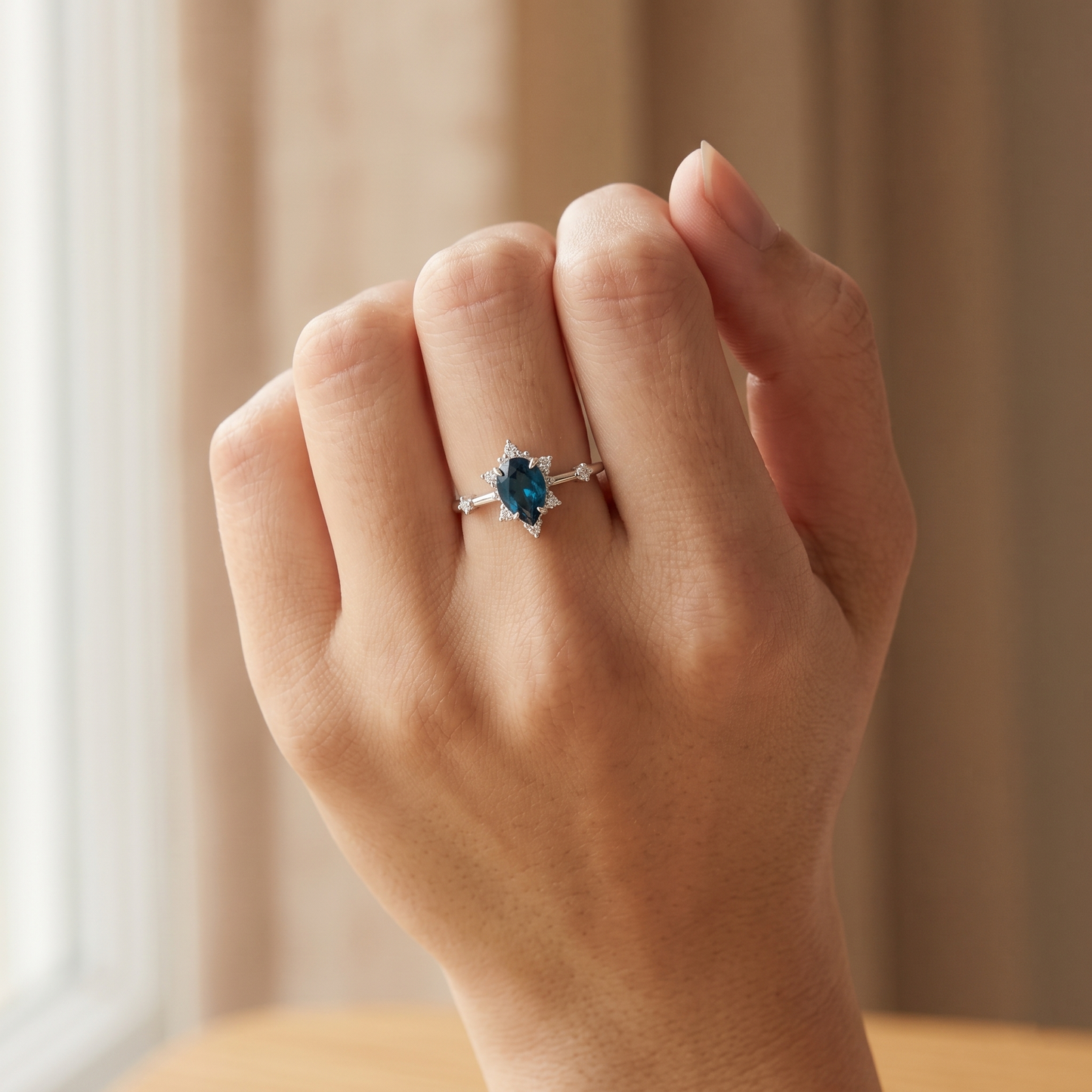 Blue Teardrop Ring - sterling silver gemstone ring - Kynd Co.