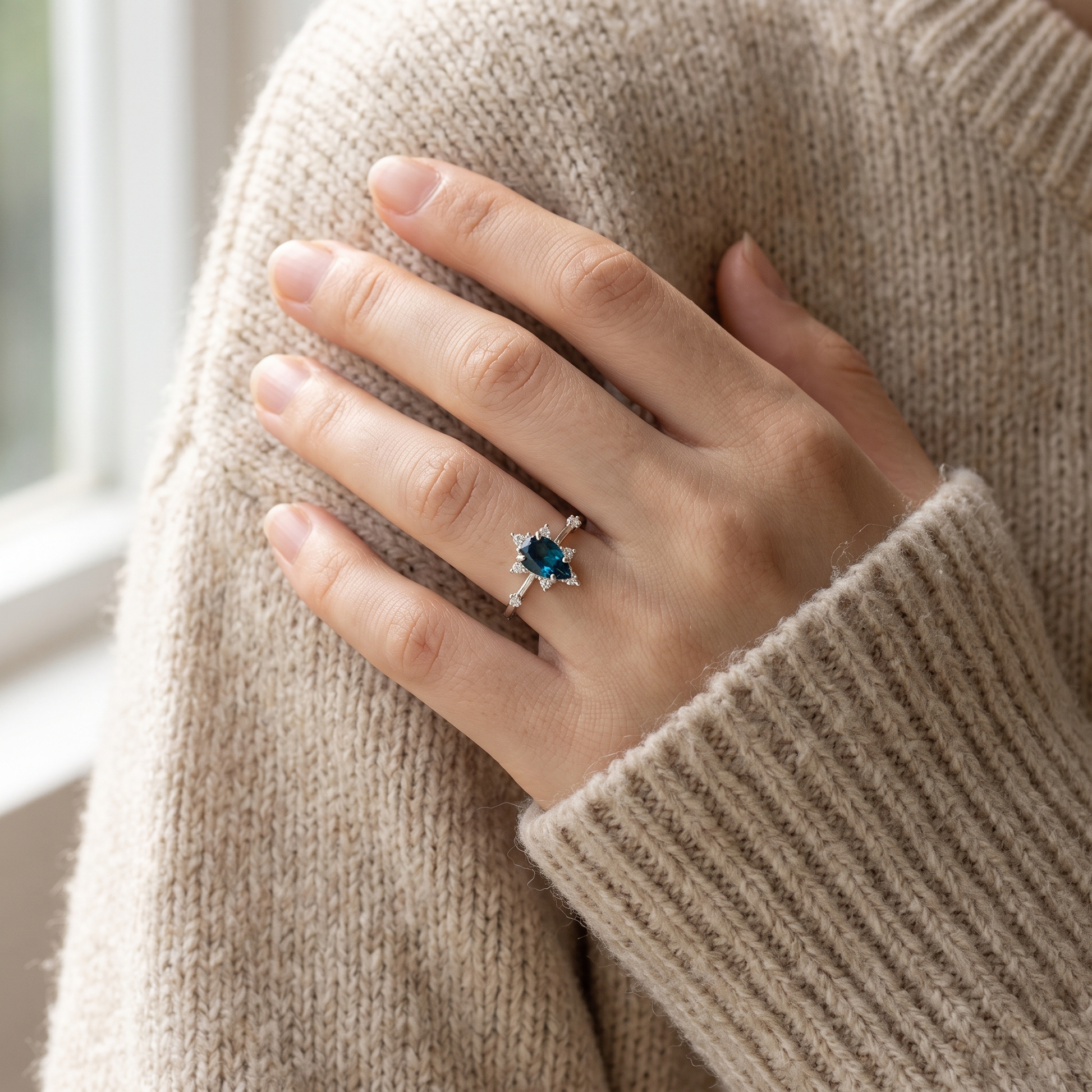 Blue Teardrop Ring - sterling silver gemstone ring - Kynd Co.